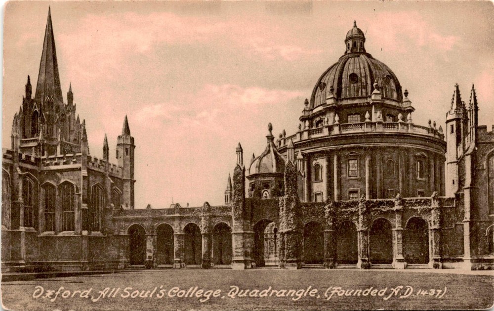 Oxford All Soul's College Quadrangle, F. Frith & Co., Reigate, England Postcard