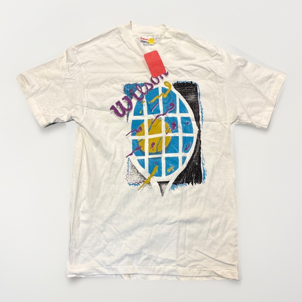 Vintage Wilson Tennis Men’s Small Graphic White T-Shirt NEW With Tags NOS