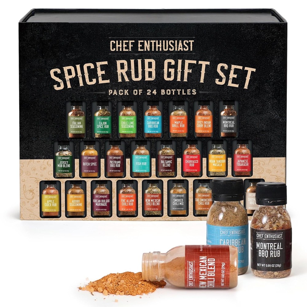 Holiday Gift Grilling Spices & Seasoning Set 24 Unique Gourmet BBQ Spice Rub