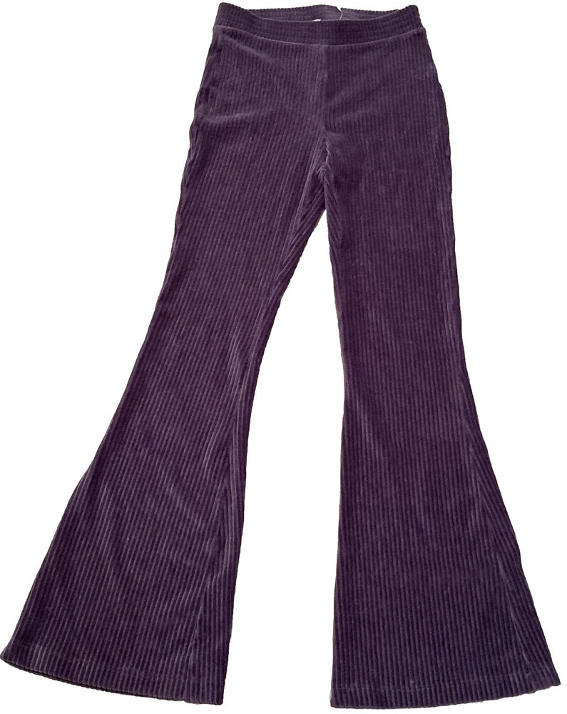 Aerie Pull On Pants Women's Small Purple Corduroy Flared Leg Stretch High Rise