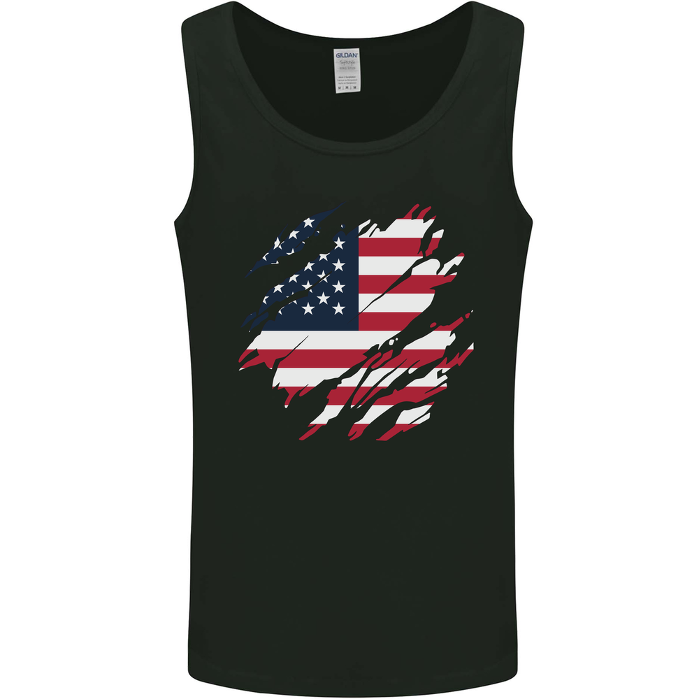 Torn USA Flag Independence Day Football Mens Vest Tank Top