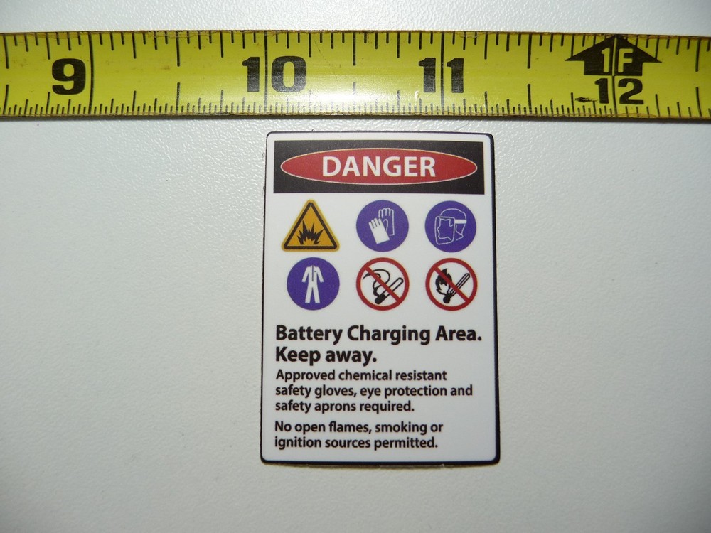 DANGER BATTERY CHARGING AREA KEEP AWAY DECAL STICKER BUSINESS COMPANY