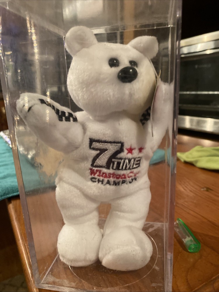 NASCAR WHITE BEAR #3 DALE EARNHARDT 7 TIME WINSTON CUP CHAMPION IN CASE
