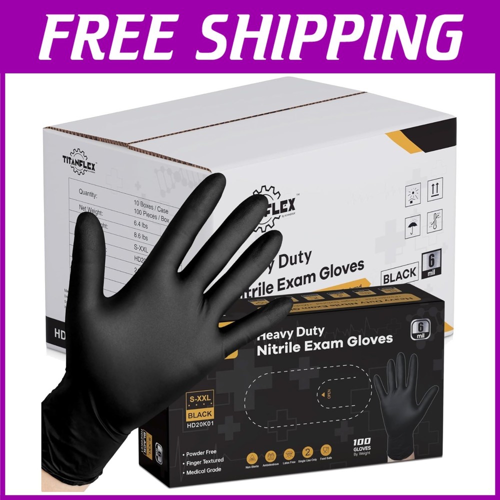Multipurpose Black Nitrile Gloves, 6-mil, Latex-Free