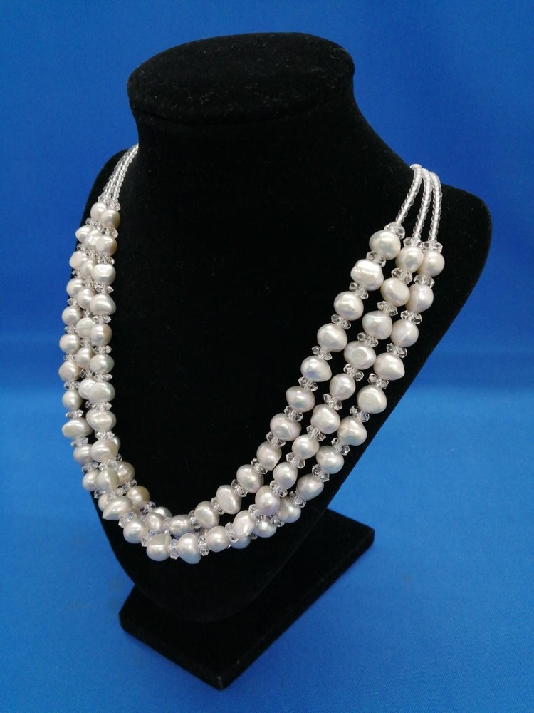 45cm Freshwater Pearl Crystal Beaded Necklace Y0625