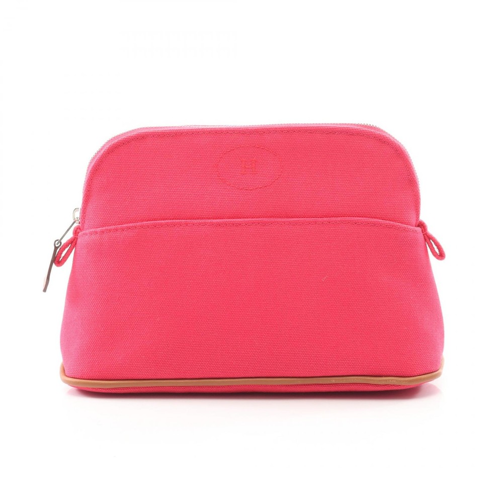 HERMES Bolide Pouch 20 Case H104773M06 canvas leather Hibiscus pink SHW Used
