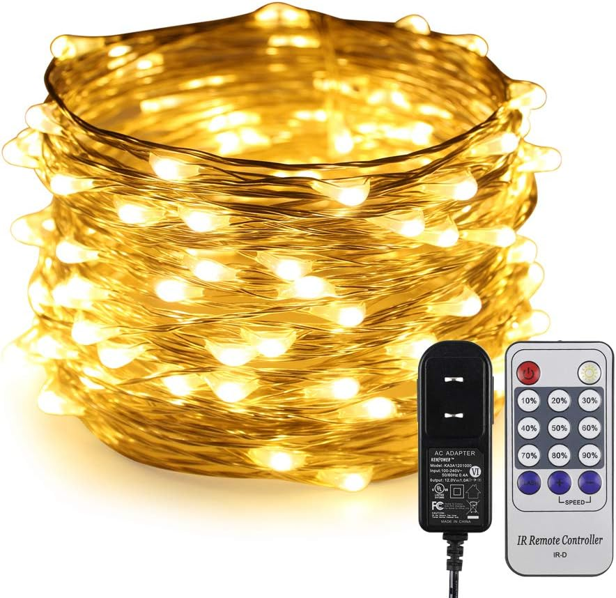 Fairy Lights Plug In, 33Ft/10M 100 LED Silver Coated Copper Wire Starry String L