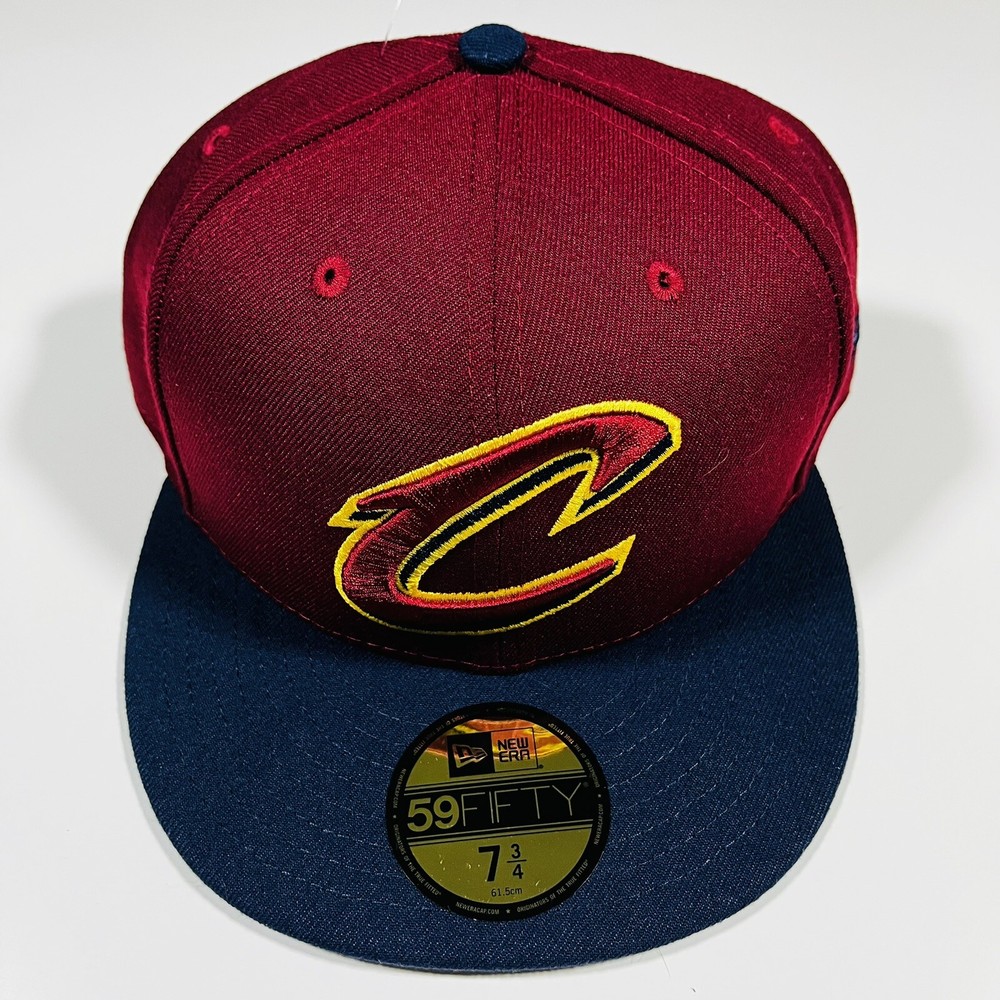 New Era 59FIFTY Mens Cleveland Cavaliers NBA Fitted Hat Cap Blue Wine Size 7 1/2