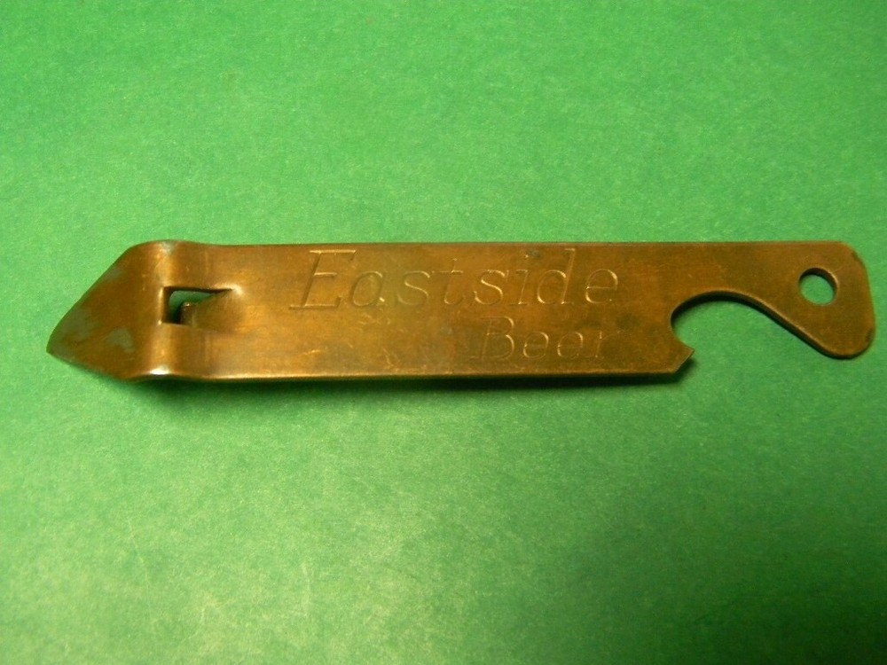 RARE VINTAGE EASTSIDE BEER COPPER BOTTLE & CAN OPENER LOS ANGELES CALIFORNIA