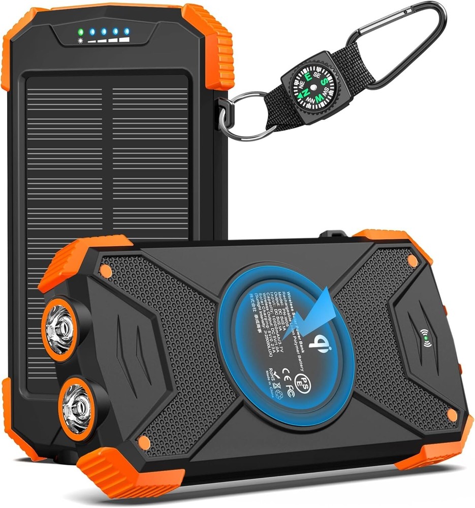 10,000mAh Solar Power Bank with 20W Fast Wireless Charging