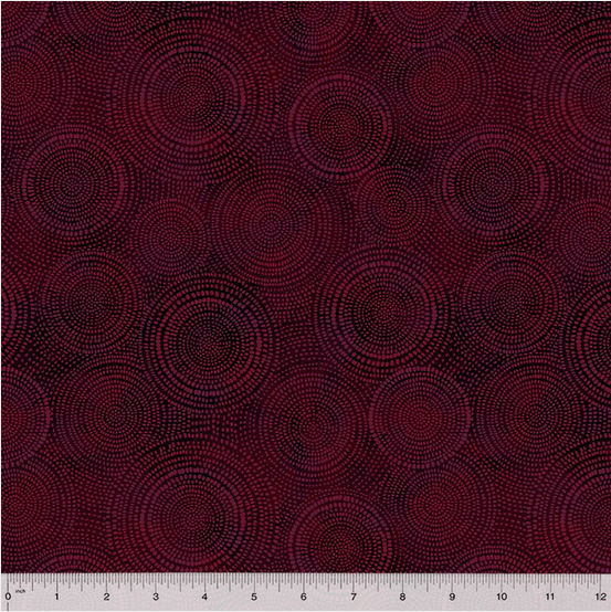 Radiance Overlapping Circle Burgundy Fabric by Windham YARD