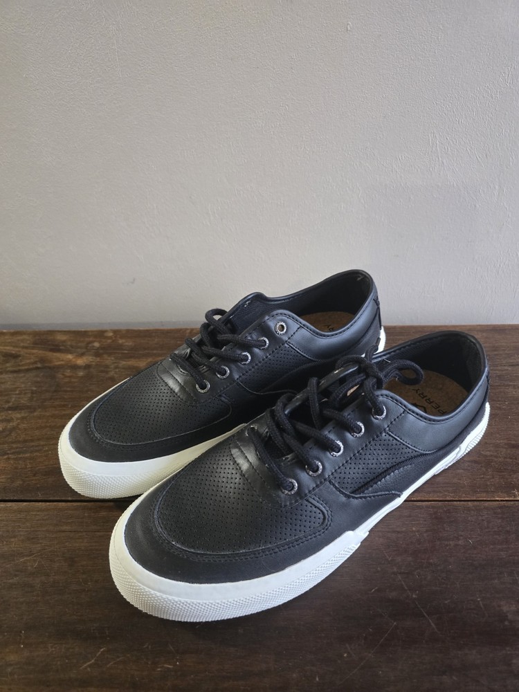 New Men's Sperry Top-Sider Soletide Black Upper Perforated Leather Sneakers 10M