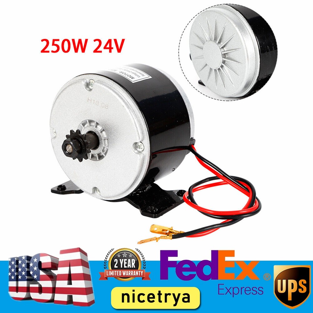 250W 24V Brushed DC Motor for E-Bikes Scooters Go-Karts  