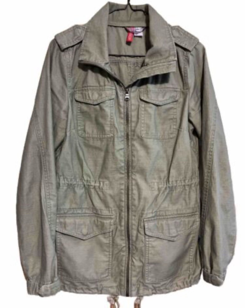 H&M Women’s Medium Faded Green Cotton Twill Utility Jacket Divided Collection