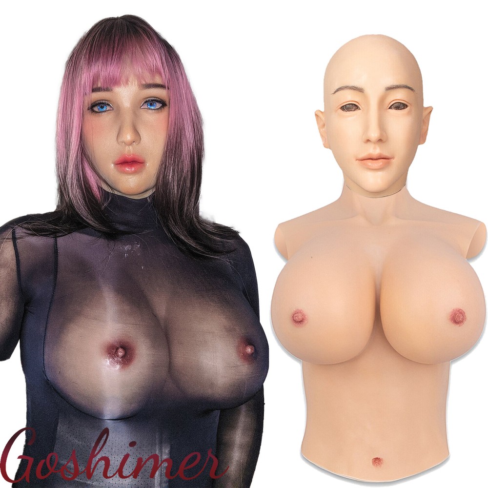 Half Body Silicone Breast Forms With Famle Mask Set For Cosplay Crossdresser