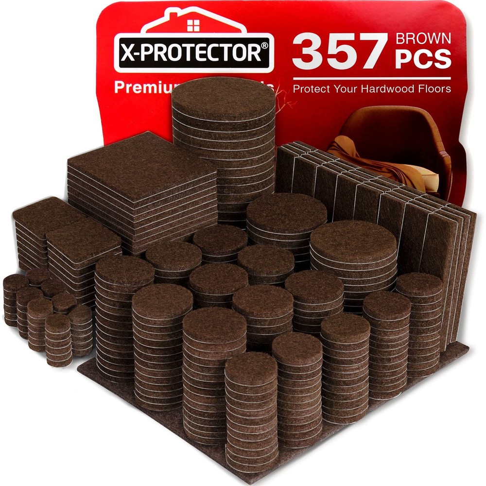 X-PROTECTOR 357 pcs Premium Huge Pack Felt Furniture 357 PCS Brown, Brown