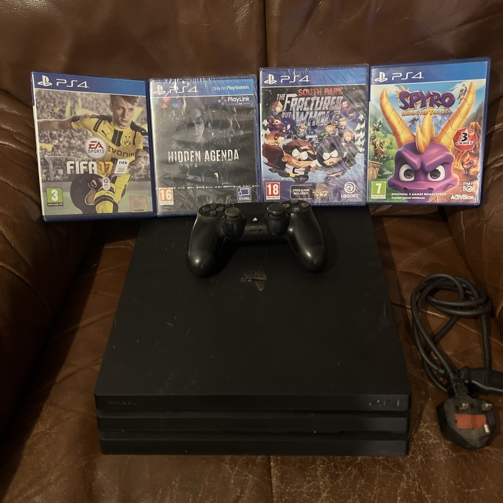 PlayStation 4 Pro 1TB Bundle - CUH-7116B + Controller + 4 Games (2 Sealed New!)