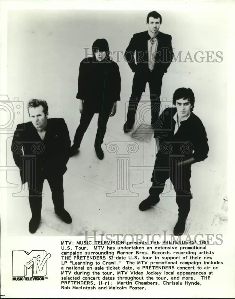 1984 Press Photo Members of The Pretenders on U.S. Tour, MTV - syp39572