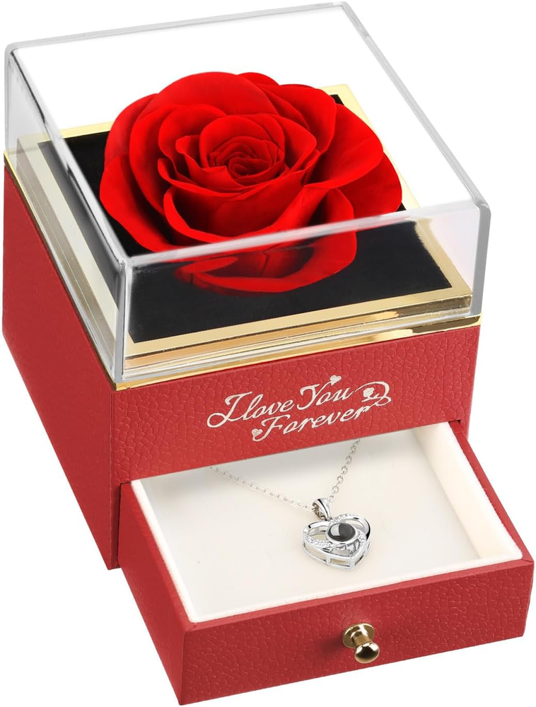 Valentines Day Gifts for Her, Preserved Real Red Rose, Forever Flowers Rose Gift-image
