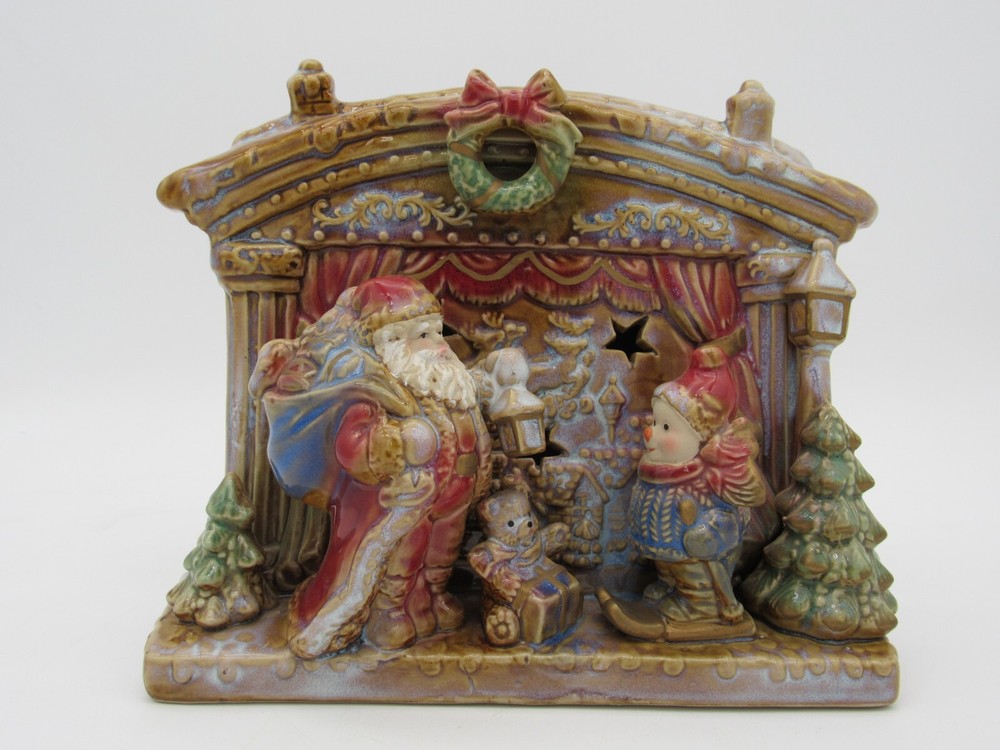 7.5-inch Santa and Snowman Fireplace Night Light with Seasonal Elements-image