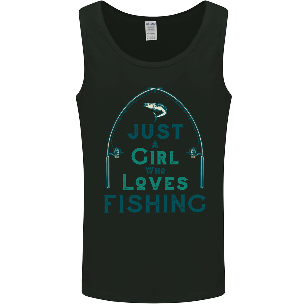 Just a Girl Who Loves Fishing Fisherwoman Mens Vest Tank Top