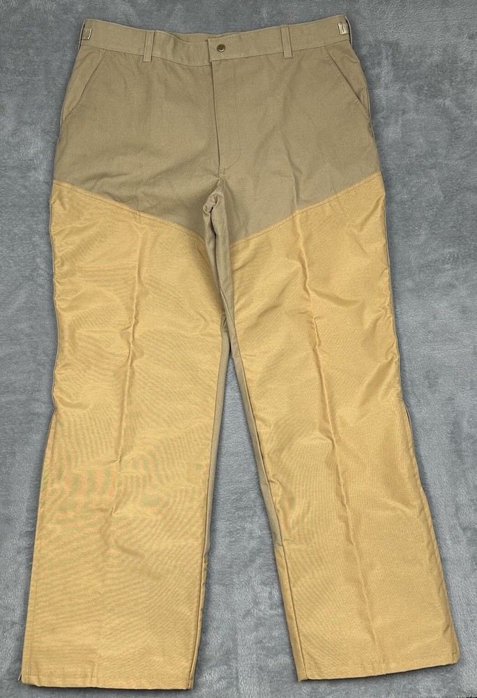 Vtg Columbia Pants Mens Fit 38x30.5 Brown Canvas Double Knee Hunting Brush Work