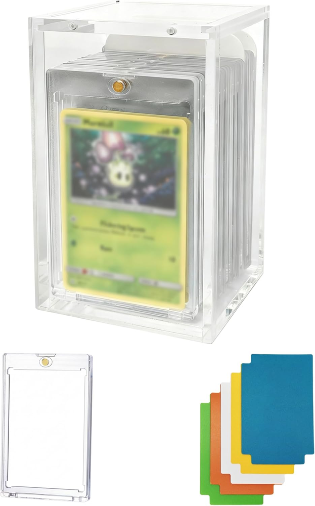 Transparent Acrylic Trading Card Storage Box, MTG Commander Deck Box Organizer w