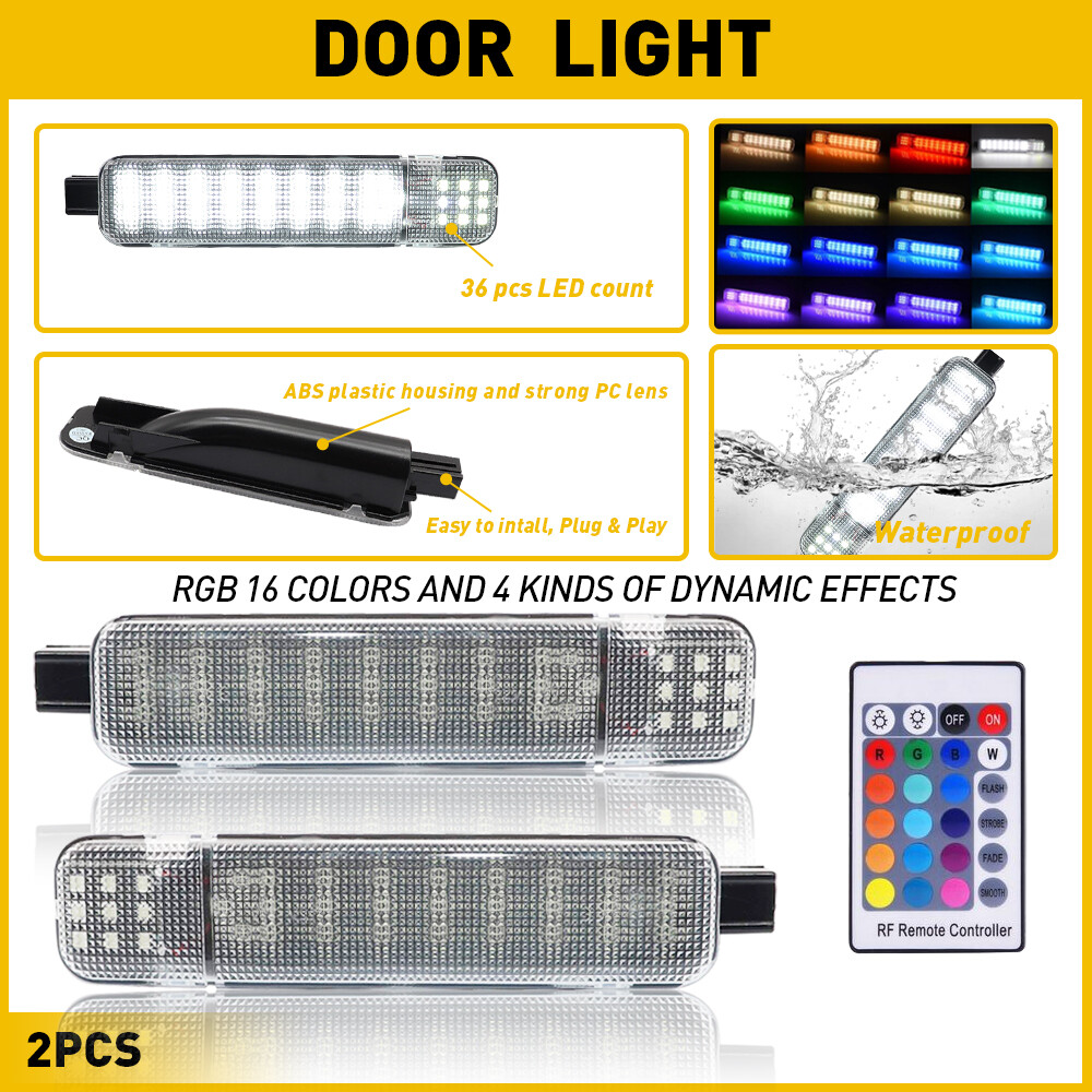 2pcs RGB LED Door Panel Courtesy Lights w/Remote For Chevy Sierra Silverado SUV