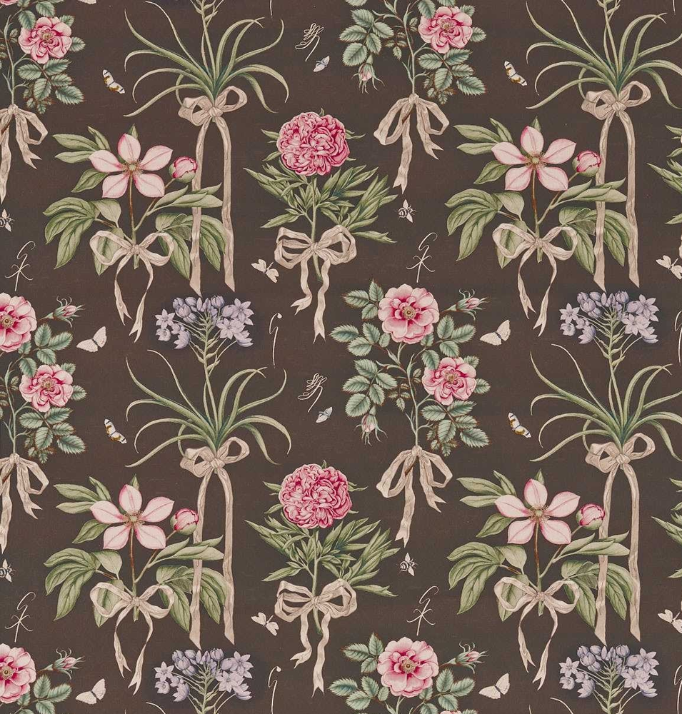 SANDERSON CURTAIN FABRIC DESIGN  Cupid's Beau 3.4 METRE MOREL/MANTLE LINEN BLEND