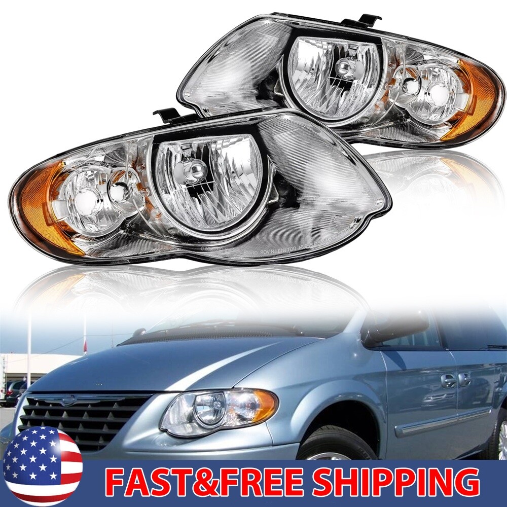 Fits Chrysler Town & Country 3.3L 3.8L 2005-07 Headlights Assembly Set Pair