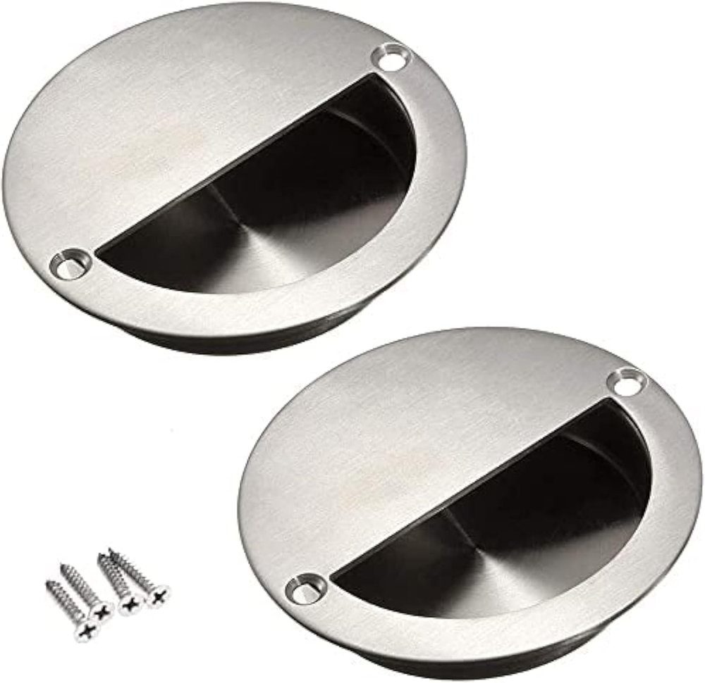 2 Packs Hidden Concealed Recessed Sliding Door Pull Handles, Stainless Steel rou