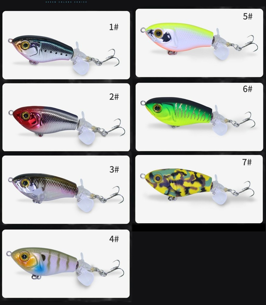 Whopper Plopper Topwater Fishing Lure with Double Propeller 65mm or 80mm Floating Bait