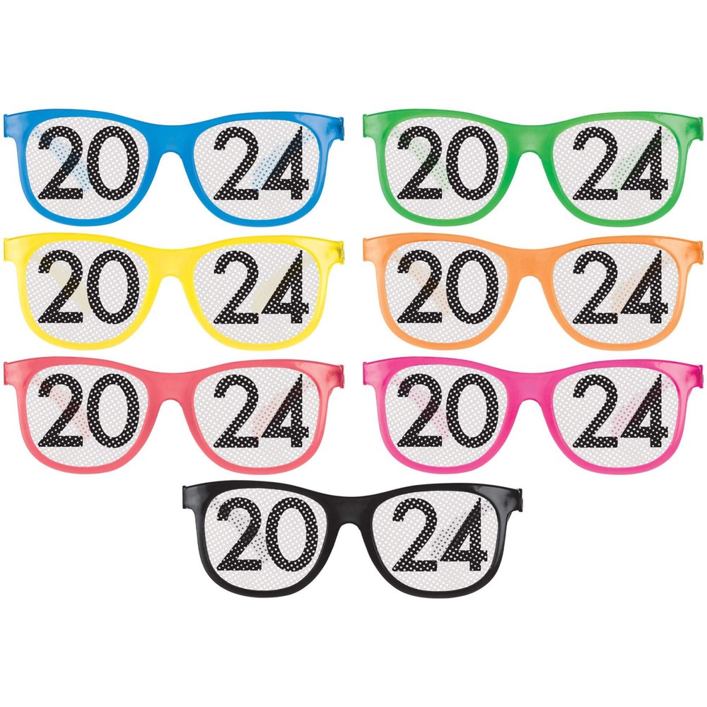 2024 Party Glasses New Year's Graduation Class of 24 Election Amscan 8-Pack