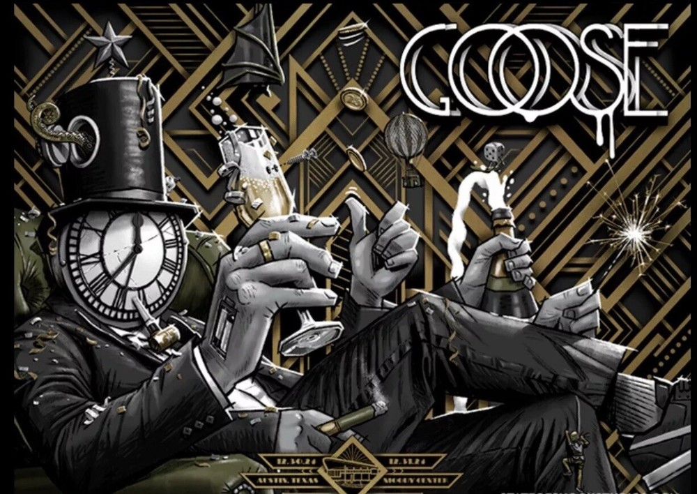 Goose NYE Austin TX Gold Foil LE Poster by Darin Shock Signed Numbered Limited Edition of 30-image