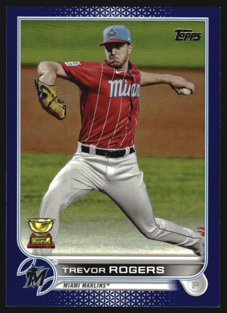 2022 Topps Royal Blue Miami Marlins Baseball Cards #24 Trevor Rogers CUP