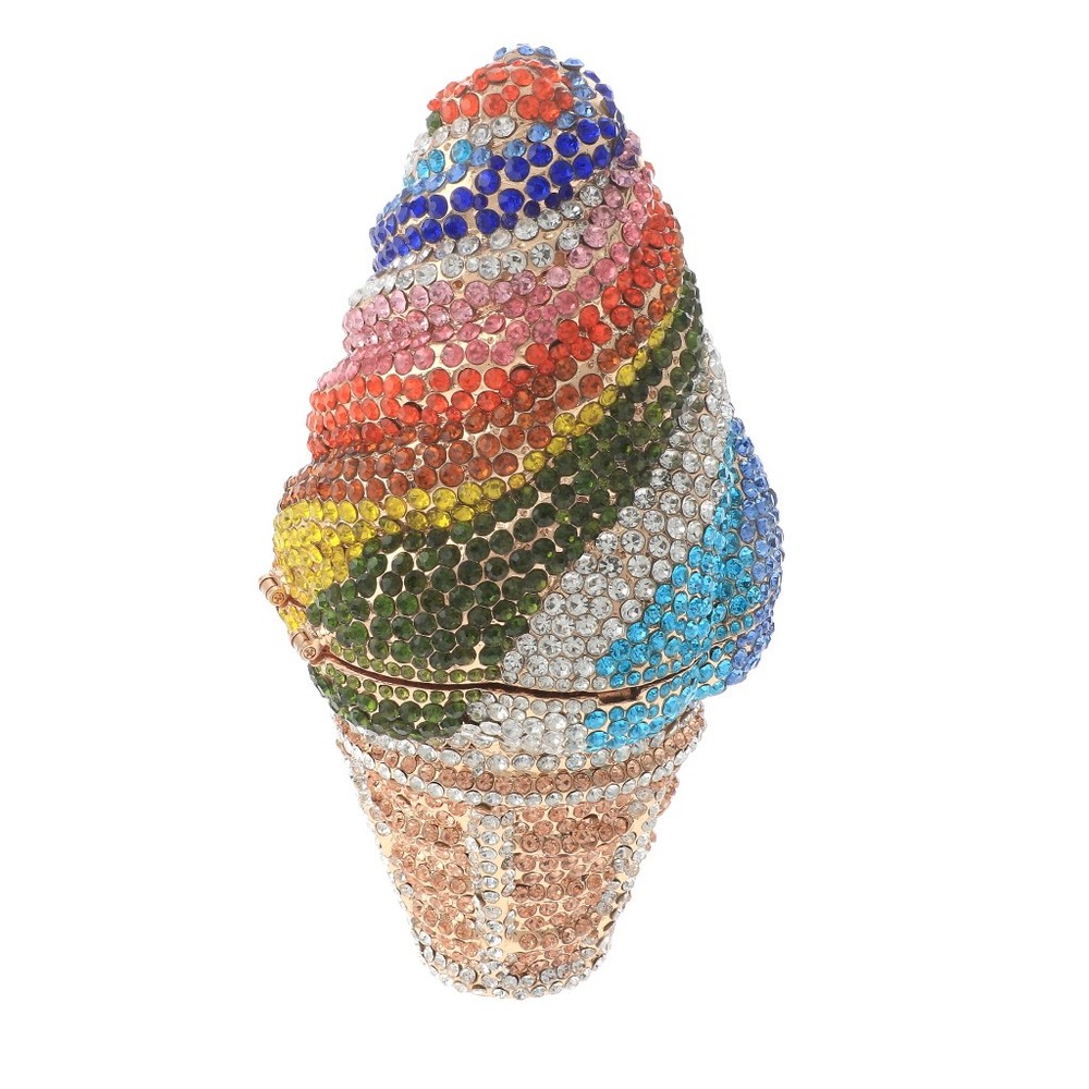 Gold Tone Metal Crystal Rhinestone Clutch Evening Bag HB6247-MIX