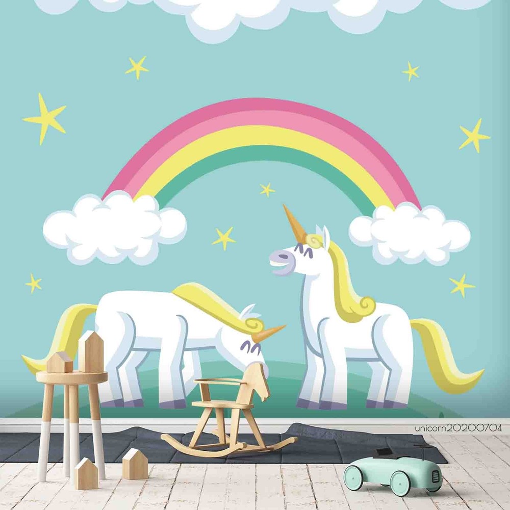 3D Unicorns Rainbows Clouds Cartoon Wall Murals Wallpaper Murals Wall Sticker 8