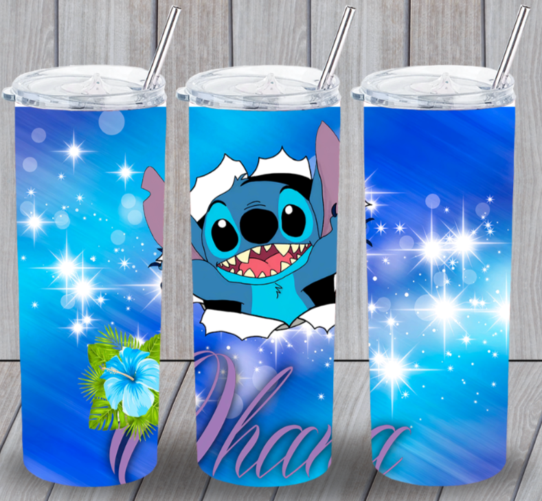 Stitch Ohana Rtr #22 Multicolor 20oz Insulated Tumbler With Lid Clear Straw New
