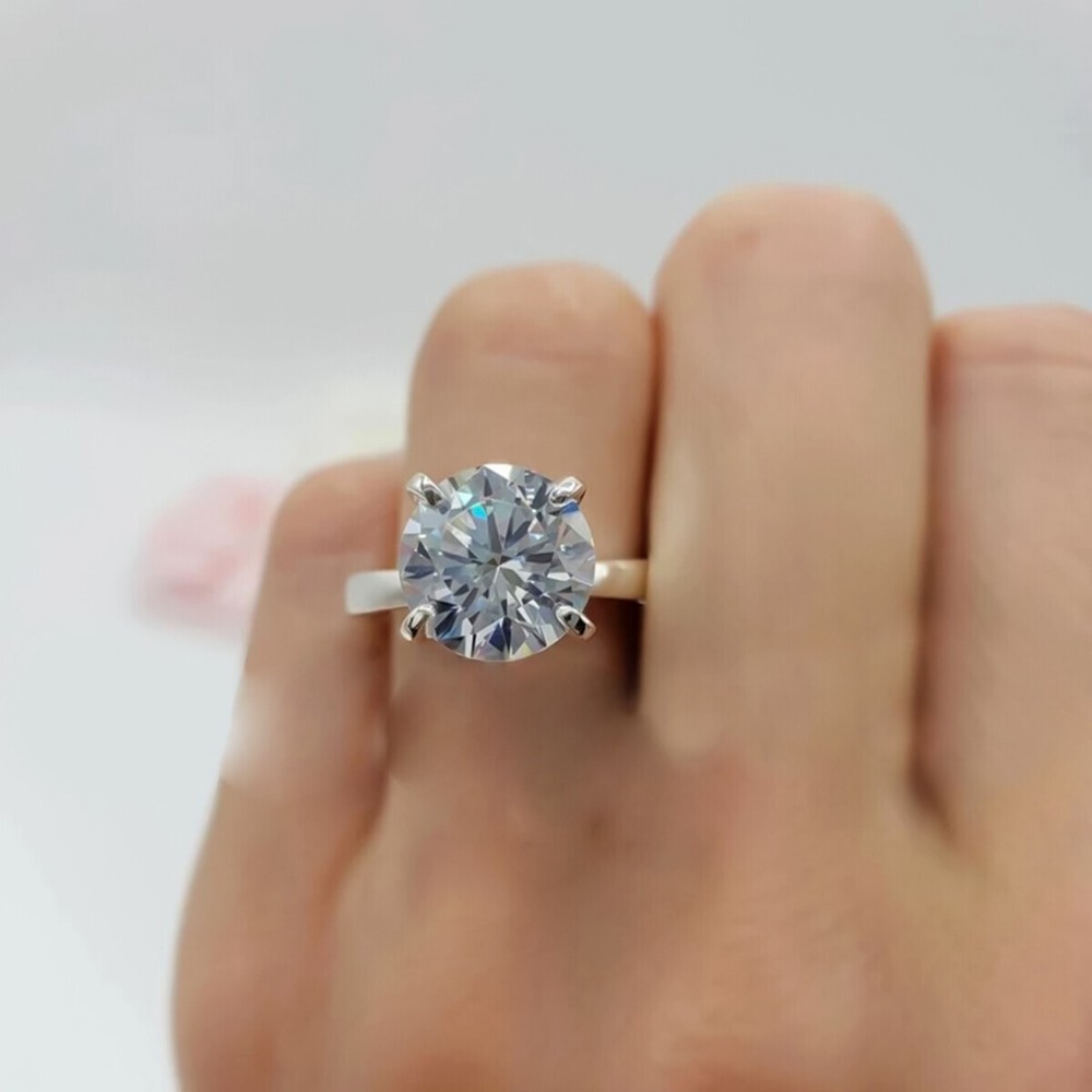 2.90 Ct Certified Round Cut F VS1 White Diamond Ring In 925 Silver For Love