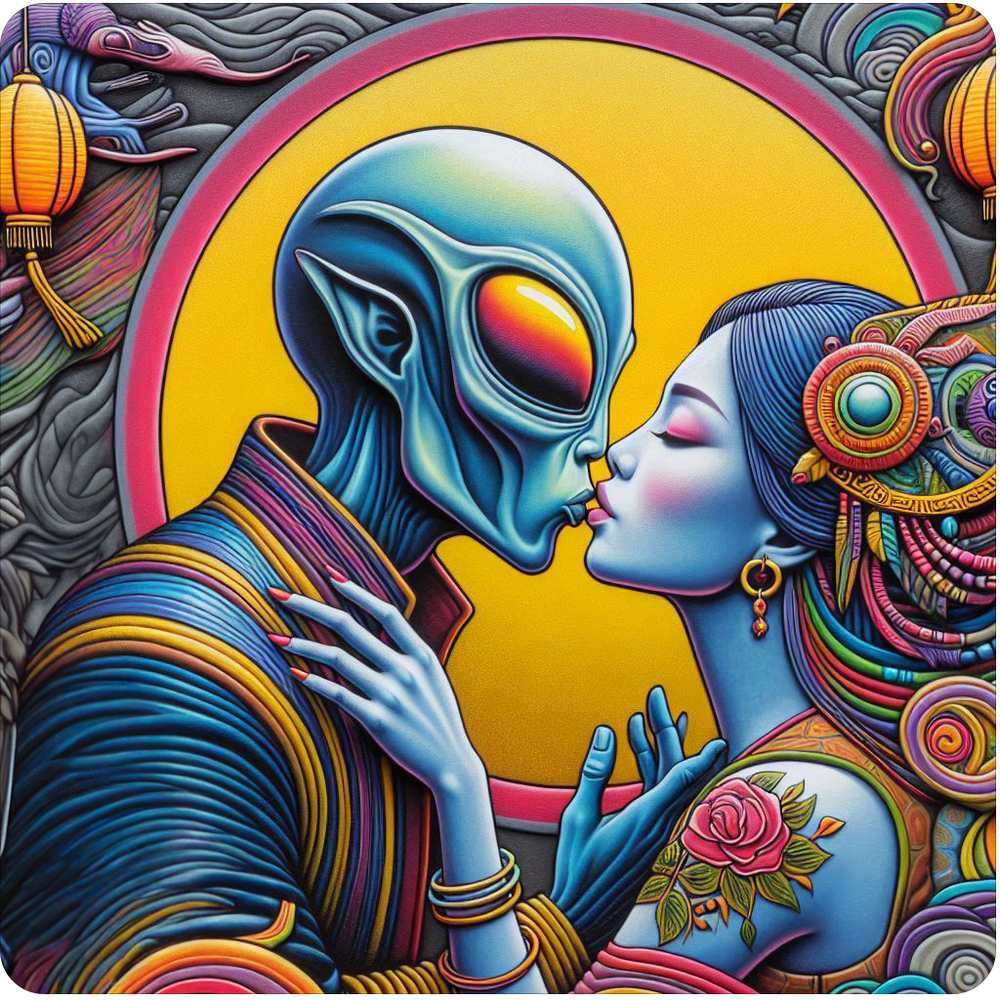 Alien in love 100% waterproof vinyl sticker decal - several sizes