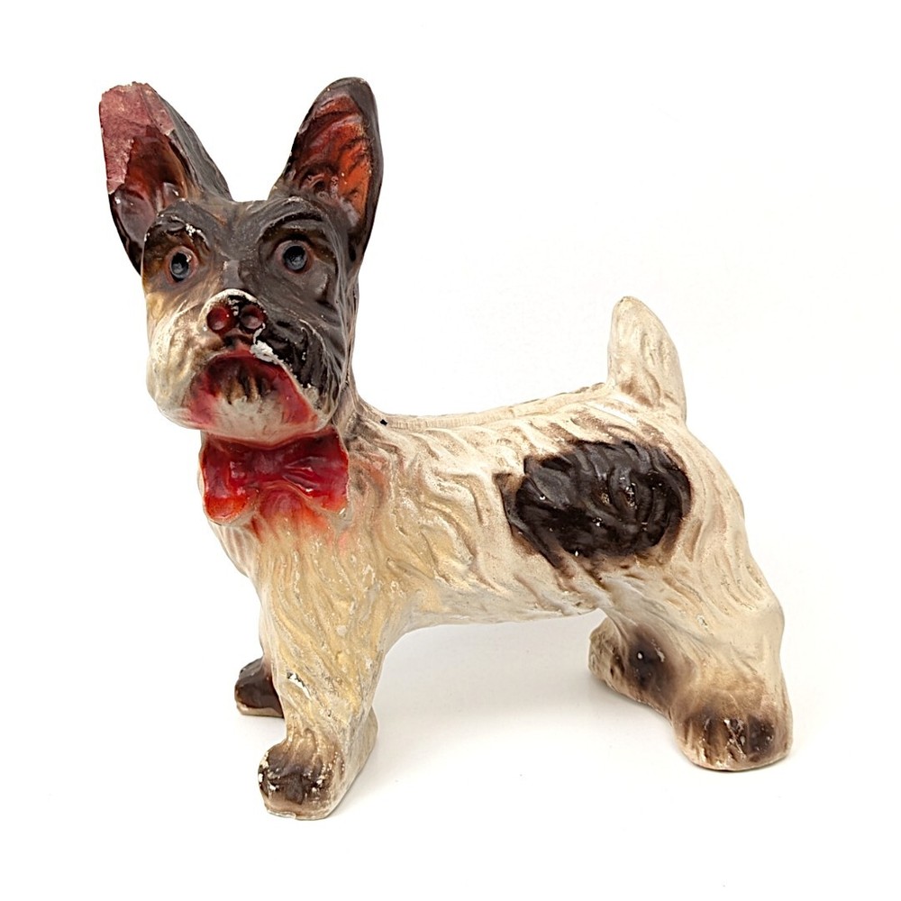 Vintage Chalkware Dog Terrier Carnival Chalk Plaster 9