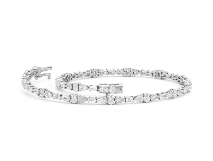 7.45 Ct Pear Simulated Diamond 925 White Sterling Silver Elegant Tennis Bracelet