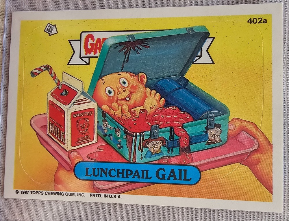 Garbage Pail Kids 402a Lunchpail Gail and 402b Lunchbox Stu Die-Cut Error Card Set