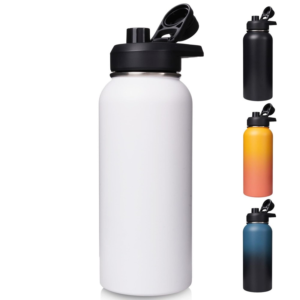 32oz Insulated Water Bottle with Handle, Stainless Steel Water Bottles with W...