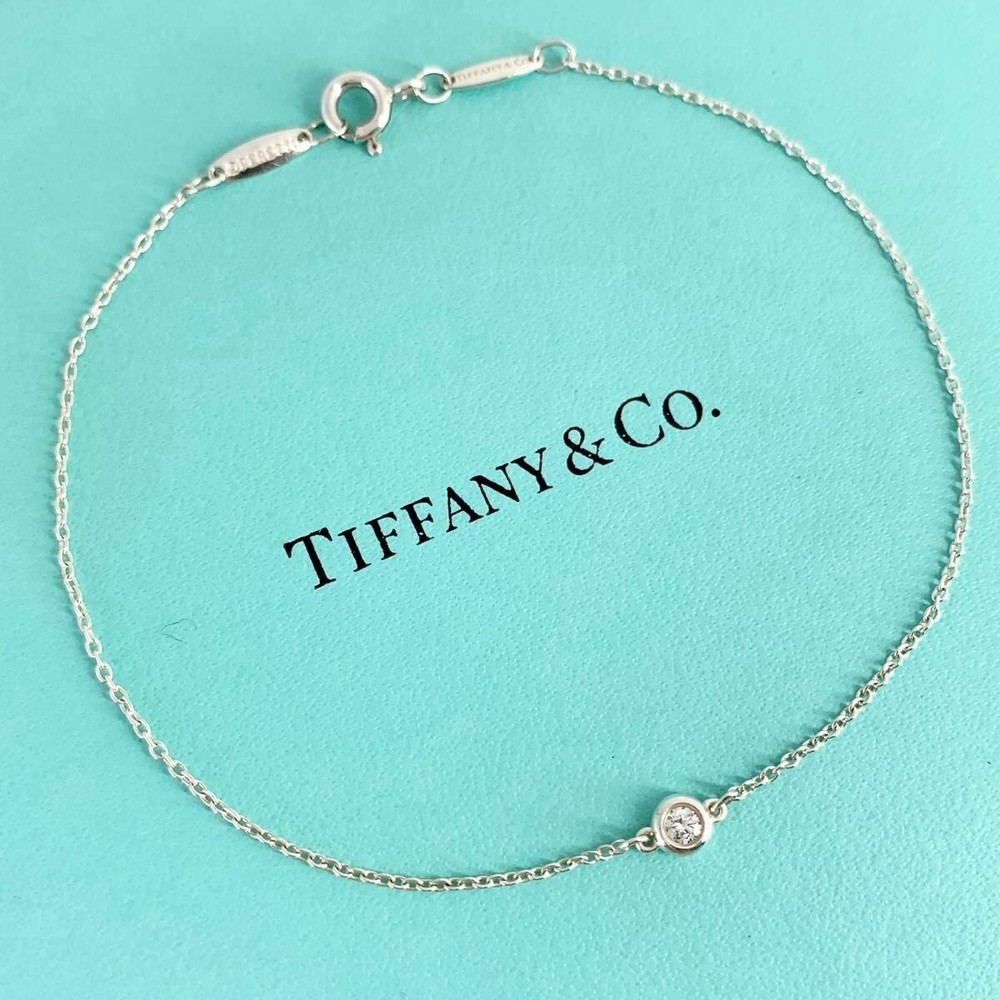 Tiffany By The Yard Bracelet Diamond Silver 925 Chain Women Excellent Condition