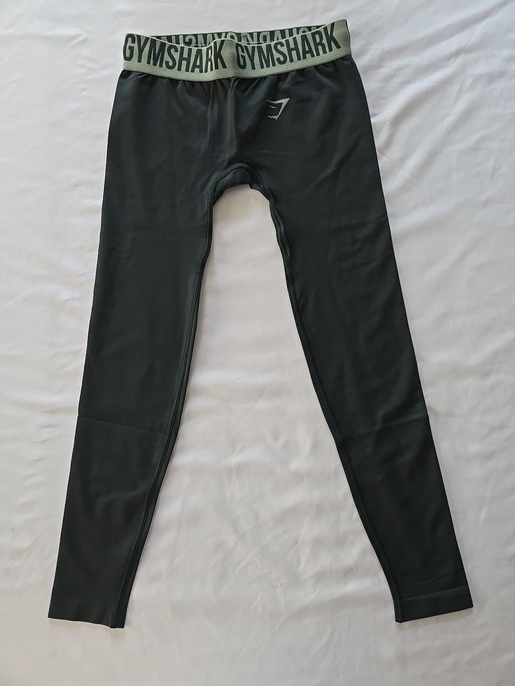 Gymshark Womens Green High Rise Training Leggings Stretchy Ankle Fit Size Small New