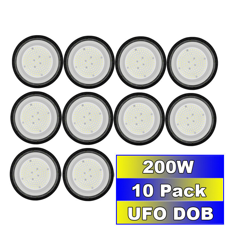 10PACK LED UFO High Bay Lights 200 W   Factory  Commercial Light Fixtures 6500K