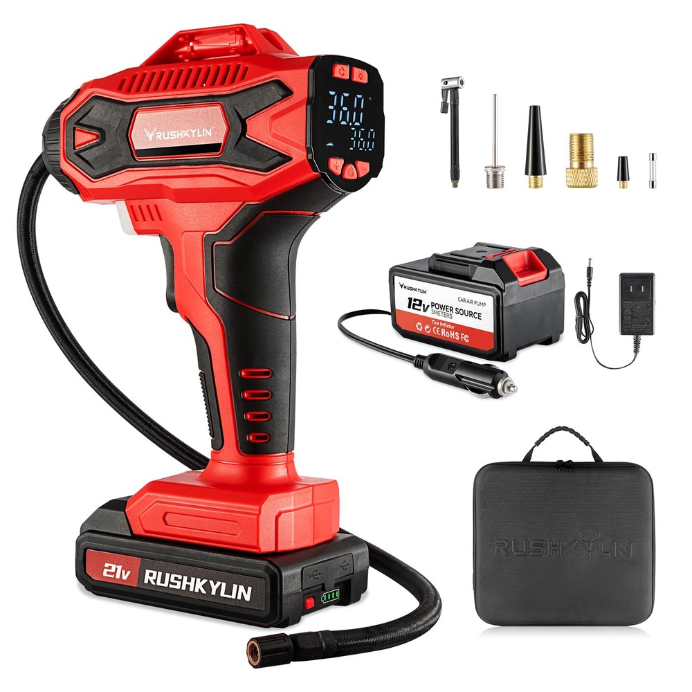 Portable 160PSI Cordless Tire Inflator with 21V Rechargeable Battery