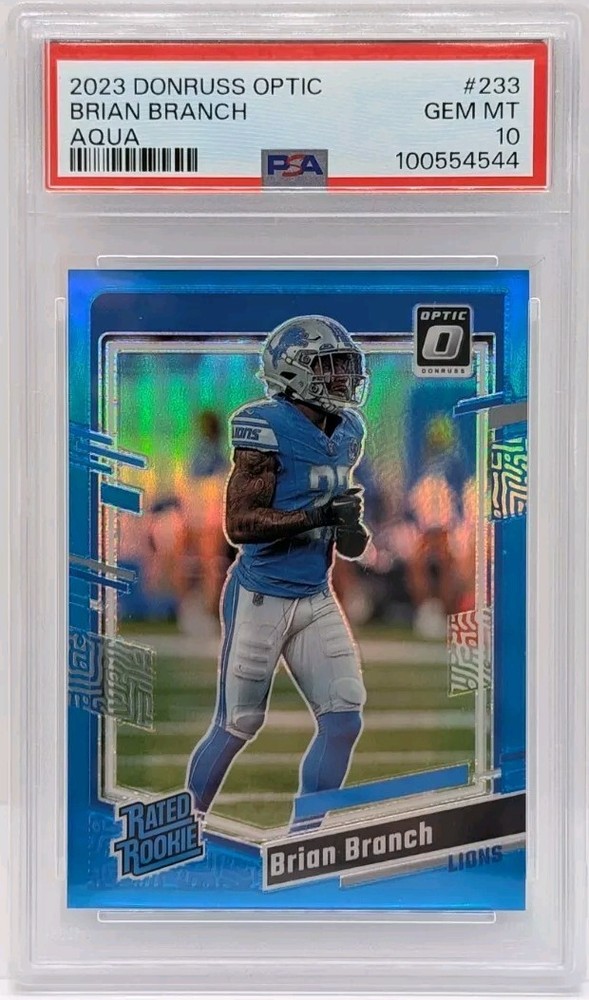 2023 Donruss Optic Brian Branch Aqua /299 Rated Rookie PSA 10 RC Color Match Wow