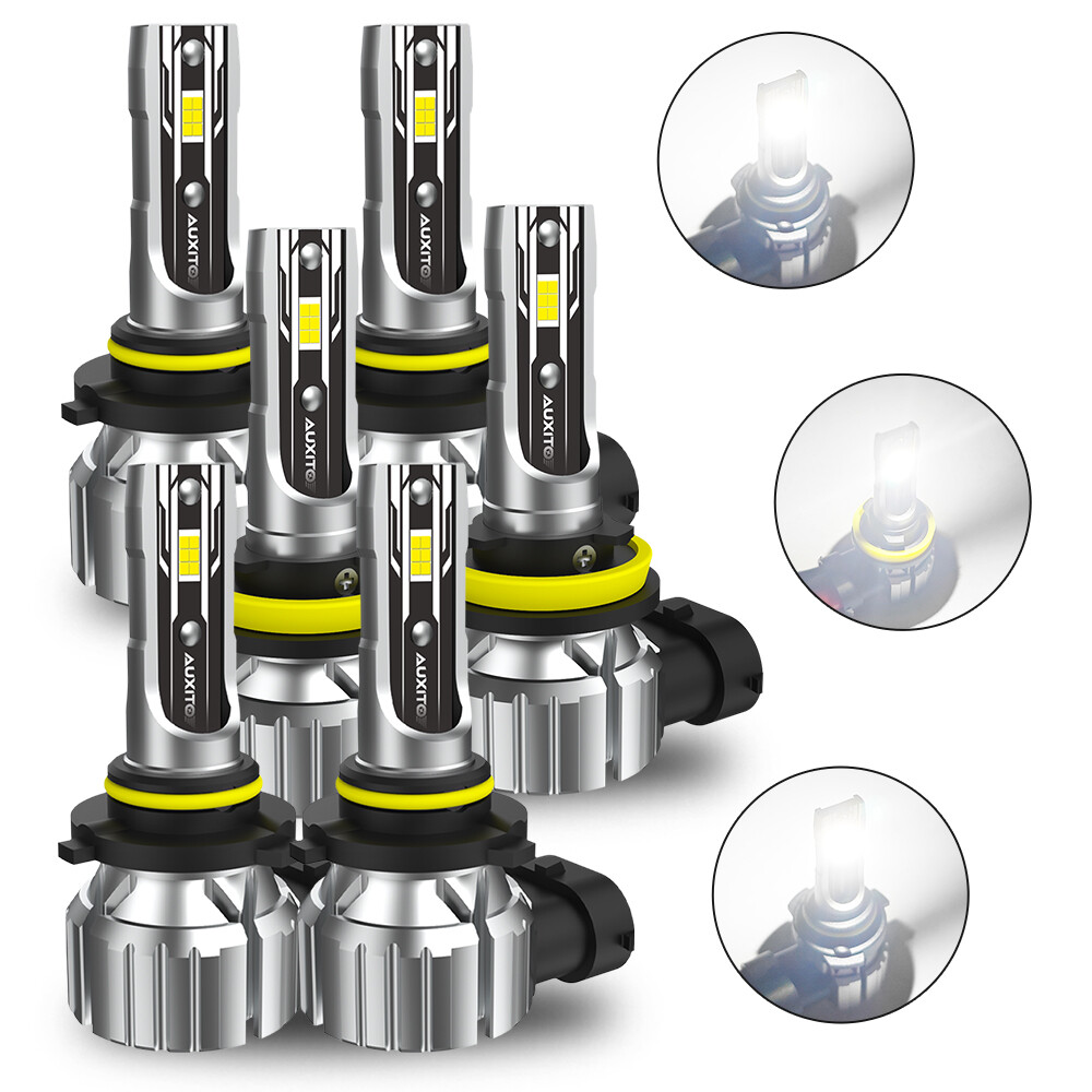 6PCS 9005 9006 H11 Combo LED Headlight Fog Lights Kit High Low Beam Bulbs White